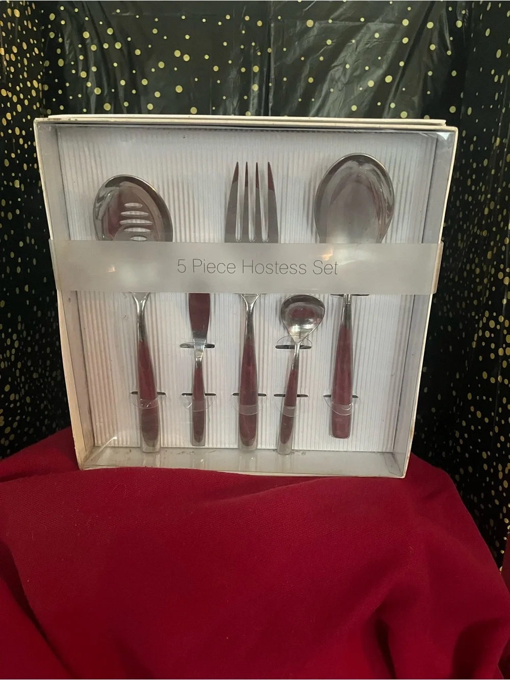 5-Piece Hostess Serving Set with Red Handles